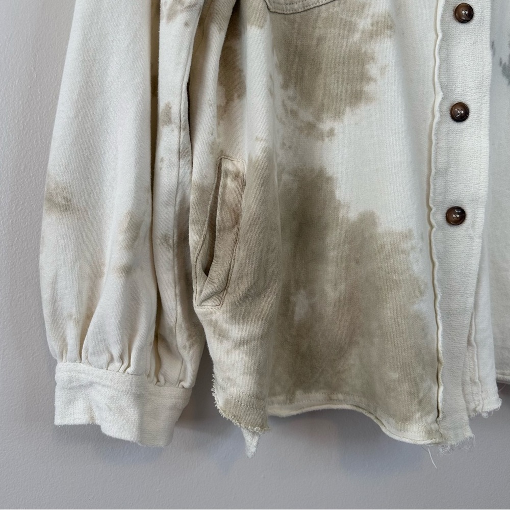POL Cotton Tie-Dye Shacket Jacket Balloon Sleeves Button Front Pockets Large - Picture 5 of 15